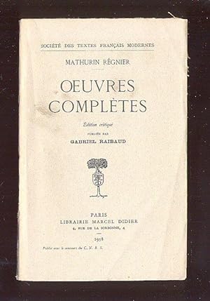 Seller image for Oeuvres Compltes [Socit des Textes Franais Modernes] for sale by Little Stour Books PBFA Member