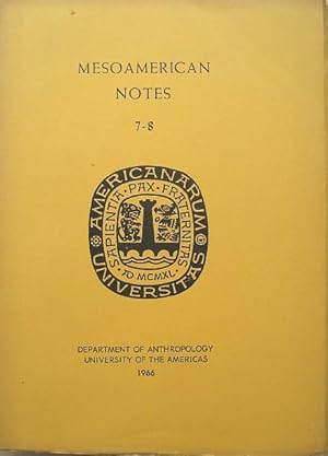 Imagen del vendedor de Mesoamerican Notes No. 7 - 8 a la venta por 20th Century Lost & Found