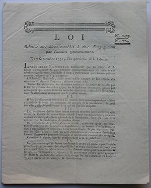 Loi relative aux biens concédés à titre d'engagement par l'ancien gouvernement.