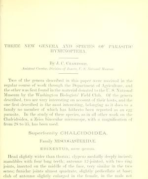 Seller image for Three New Genera And Species Of Parasitic Hymenoptera for sale by Legacy Books II