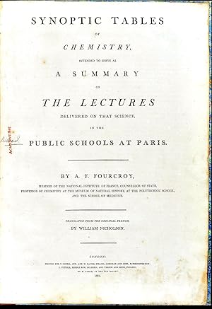 Synoptic tables of chemistry, intended to serve as a summary of the lectures delivered on that sc...