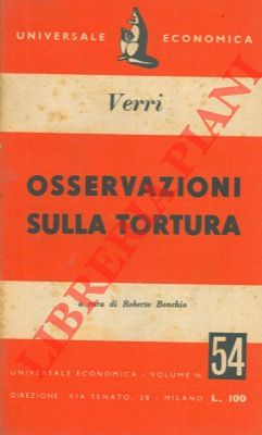 Bild des Verkufers fr Osservazioni sulla tortura. zum Verkauf von Libreria Piani