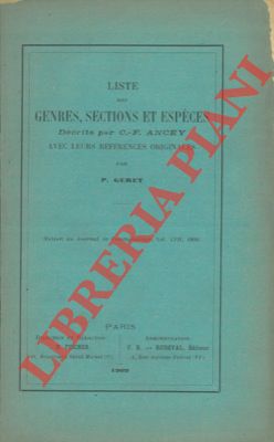 Liste des genres, sections et espèces décrits par C.-F. Ancey avec leurs références originales.