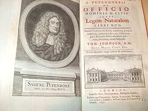 Bild des Verkufers fr S. Pufendorfii De officio hominis & civis juxta legem naturalem libri duo. Selectis variorum notis, maximeq propriis illustravit, celeberrimi Buddei Historiam Juris naturalis notis adauctam prmisit, Indicemq; rerum subjunxit Tho. Johnson, zum Verkauf von George Jeffery Books