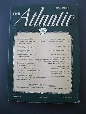 Bild des Verkufers fr THE ATLANTIC - October, 1941 zum Verkauf von The Book Scot