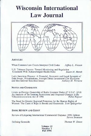 Wisconsin International Law Journal (Volume 15, Number 1)