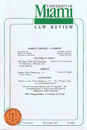 Seller image for University of Miami Law Review (Volume 45, Number 1, September 1990) for sale by Round Table Books, LLC