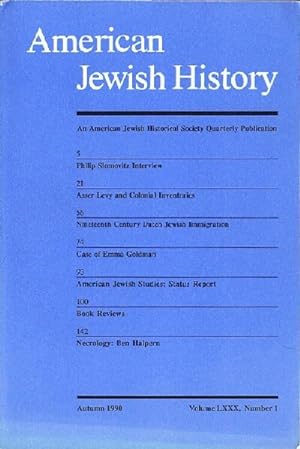 Imagen del vendedor de American Jewish History (Autumn 1990 - Volume LXXX, Number 1) a la venta por Round Table Books, LLC