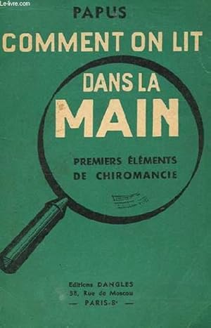 Image du vendeur pour COMMENT ON LIT DANS LA MAIN. PREMIERS ELEMENTS DE CHIROMANCIE mis en vente par Le-Livre