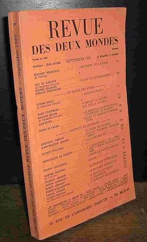 Bild des Verkufers fr REVUE DES DEUX MONDES - SEPTEMBRE 1981 zum Verkauf von Livres 113