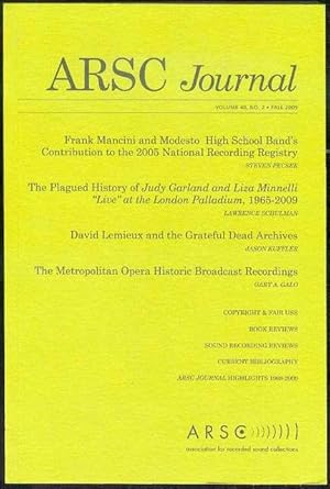 ARSC Journal (Volume 40, No. 2, Fall 2009)
