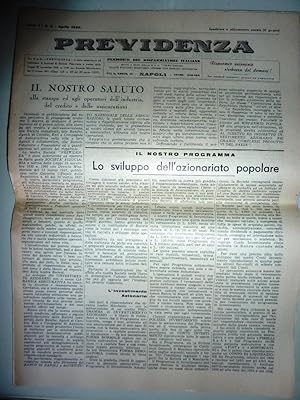 "PREVIDENZA - Periodico del Risparimatore Italiano Anno 1, n.° 4 APRILE 1958. Edito a cura della ...