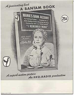 Bild des Verkufers fr Mama's Bank Account: Original Poster for the Bantam Books Paperback Movie Tie-In Edition zum Verkauf von Between the Covers-Rare Books, Inc. ABAA