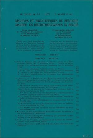 Seller image for ARCHIEF- EN BIBLIOTHEEKWEZEN IN BELGIE/ ARCHIVES, BIBLIOTHEQUES ET MUSEES DE BELGIQUE. for sale by BOOKSELLER  -  ERIK TONEN  BOOKS