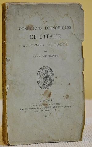 Bild des Verkufers fr Les conditions economiques de l'Italie au temps de Dante zum Verkauf von LIBRERIA ANTIQUARIA PIEMONTESE