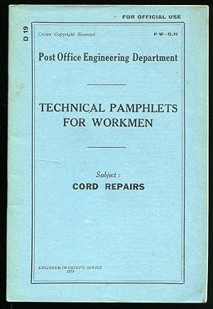 Imagen del vendedor de Technical Pamphlets For Workmen PW D 19: Cord Repairs a la venta por Little Stour Books PBFA Member