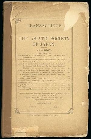 Bild des Verkufers fr Transactions of the Asiatic Society of Japan, Volume XXIV (Contributions to a Luchu Bibliography) zum Verkauf von George C. Baxley