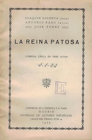 Imagen del vendedor de LA REINA PATOSA. Comedia. a la venta por Librera Torren de Rueda