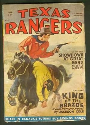 Imagen del vendedor de TEXAS RANGERS, (Jim Hatfield)(Western Pulp magazine). - August, 1948. -- "King of the Brazos" a la venta por Comic World