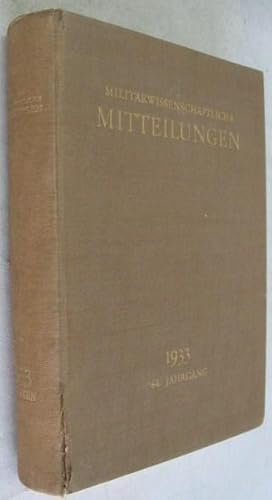 Militarwissenschaftliche Mitteilungen Beilagen 1933