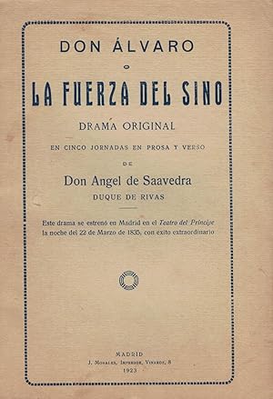 Seller image for DON LVARO  LA FUERZA DEL SINO. Drama for sale by Librera Torren de Rueda