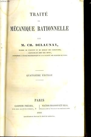 Bild des Verkufers fr TRAITE DE MECANIQUE RATIONELLE zum Verkauf von Le-Livre