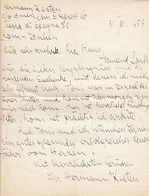 Imagen del vendedor de Eigenh. Brief mit U. Rom, 31.12.1953, 1 S. a la venta por Antiquariat Werner Steinbei