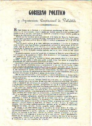 CIRCULAR DEL GOBIERNO POLITICO Y AYUNTAMIENTO CONSTITUCIONAL DE VALLADOLID EXPONIENDO EL PROYECTO...