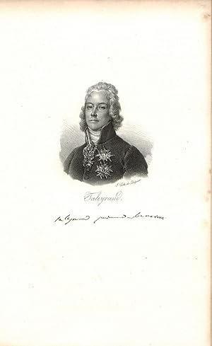 Seller image for Lithograph Portrait of Charles Talleyrand Perigord. Head and Shoulders, facsimile signature below, by Francoise Seraphin Delpech [1778-1825]. for sale by R.G. Watkins Books and Prints