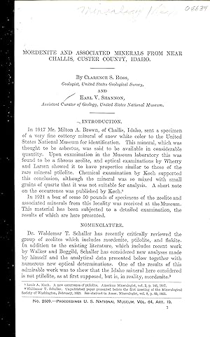 Image du vendeur pour MORDENITE AND ASSOCIATED MINERALS FROM NEAR CHALLIS, CUSTER COUNTY, IDAHO. mis en vente par Legacy Books