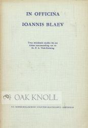 Seller image for IN OFFICINA IOANNIS BLAEV for sale by Oak Knoll Books, ABAA, ILAB