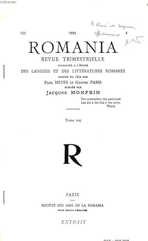 Seller image for ROMANA (extrait) revue trimestrielle consacre  l'tude des langues et des littratures romanes for sale by Le-Livre