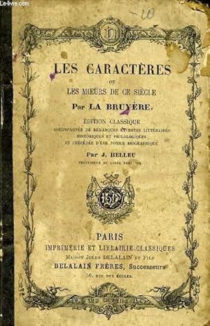 Seller image for LES CARACTERES OU LES MOEURS DE CE SIECLE PAR LA BRUYERE for sale by Le-Livre