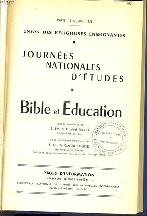 Seller image for JOURNEES NATIONALES D'ETUDES - BIBLIE ET EDUCATION for sale by Le-Livre