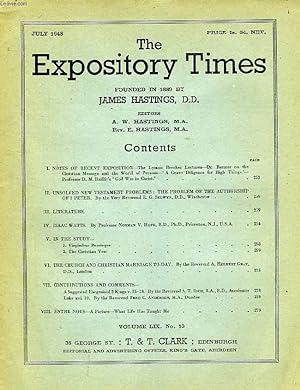 Seller image for THE EXPOSITORY TIMES, JULY 1948 for sale by Le-Livre
