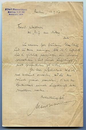 Seller image for Eigenh. Brief mit U. for sale by Antiquariat INLIBRIS Gilhofer Nfg. GmbH