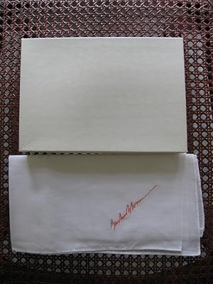 Untitled (handkerchief with embroidered signature in white box).