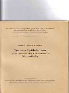 Bild des Verkufers fr Spensers Epithalamion : Zum Problem d. knstler. Wertmassstbe zum Verkauf von Versandantiquariat Christian Back