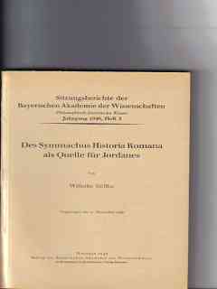 Seller image for Des Symmachus Historia Romana als Quelle fr Jordanes : Vorgetr. am 12. Nov. 1948 for sale by Versandantiquariat Christian Back