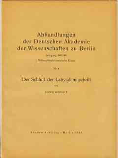 Seller image for Der Schluss der Labyadeninschrift for sale by Versandantiquariat Christian Back