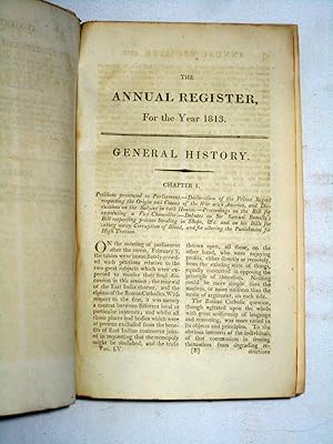 The Annual Register or A View of The History, Politics and Literature for The Year 1813.