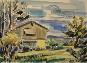 Haus auf dem Lande. Aquarell. Um 1950. Unten rechts innerhalb der Darstellung in Bleistift voll s...