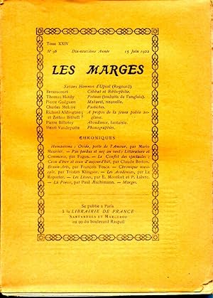 Imagen del vendedor de Les Marges, tome XXIV, N 96, dix-neuvime anne, 15 juin 1922 a la venta por Sylvain Par