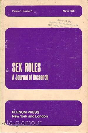 Bild des Verkufers fr SEX ROLES; A Journal of Research Vol. 1, No.1, March 1975 zum Verkauf von Alta-Glamour Inc.