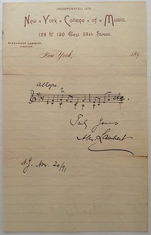 Autographed Musical Quotation Signed on his Professional Letterhead