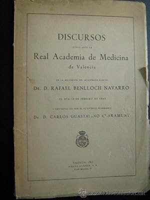 Seller image for DISCURSOS LEDOS ANTE LA REAL ACADEMIA DE MEDICINA DE VALENCIA for sale by Librera Maestro Gozalbo