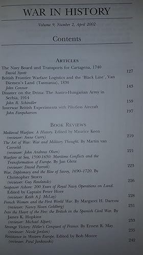 Imagen del vendedor de WAR IN HISTORY Volume 9 Number 2 2002 a la venta por Rothwell & Dunworth (ABA, ILAB)