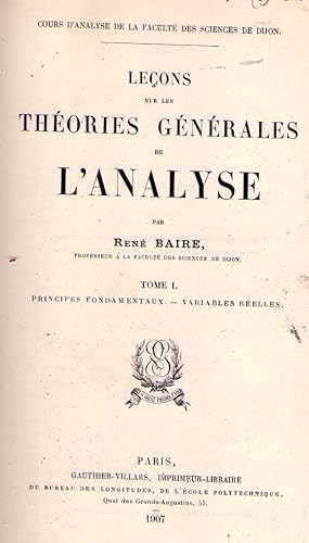 Imagen del vendedor de LEONS SUR LES THEORIES GENERALES DE L'ANALYSE (2 tomes). Tome I: Principes fondamentaux, variables relles. Tome II: Variables complexes, applications geomtriques a la venta por Buenos Aires Libros