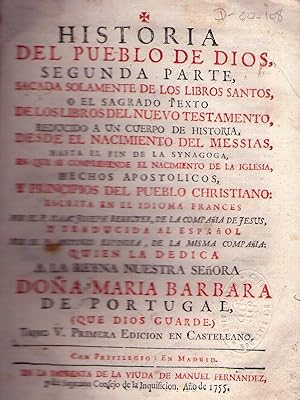 HISTORIA DEL PUEBLO DE DIOS. Segunda parte, tomo V. Primera edición en castellano