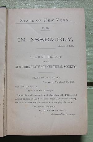 Fifty-Second Annual Report of the New York State Agricultural Society for the Year 1892.